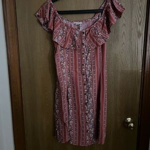 American Eagle Off-the-Shoulder Button Down Dress